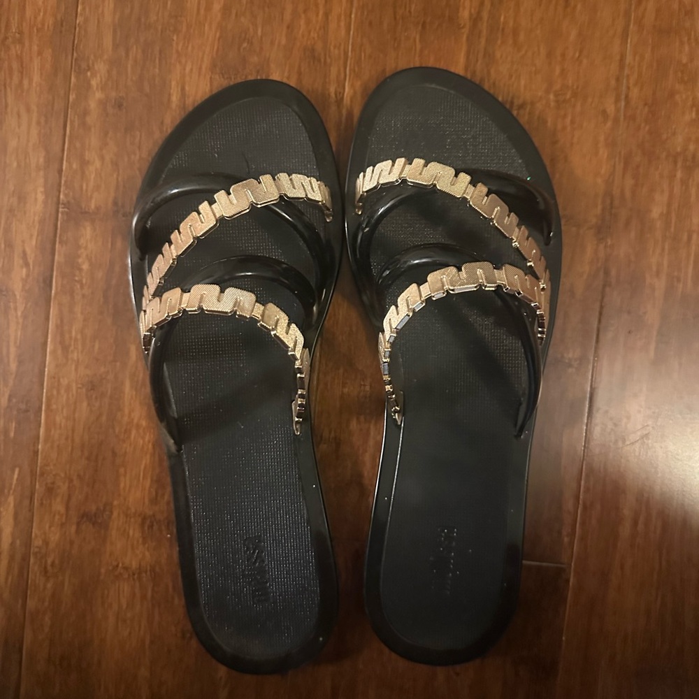 Melissa Black and Gold Women's Sandals - Picture 4 of 5